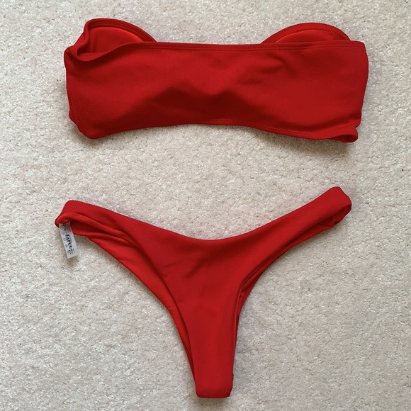 🌸2/$20🌸 ZAFUL Bowknot Rib Bandeau Bikini Set - Picture 6 of 8